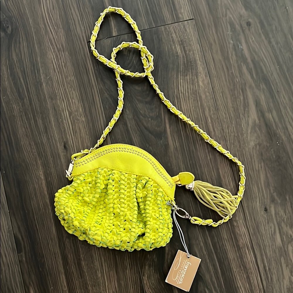 Francesca's Collections Green Crossbody Bag with Braided Strap